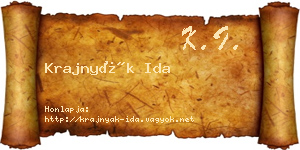 Krajnyák Ida névjegykártya